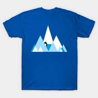 Funny penguin and mountains T-Shirt